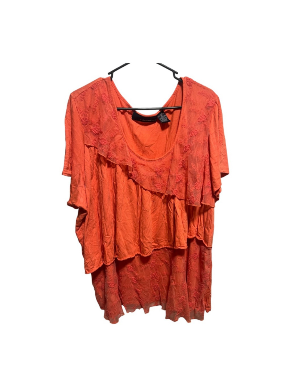 Women's denim 24/7 Orange Lace Ruffle Tunic Top 3X